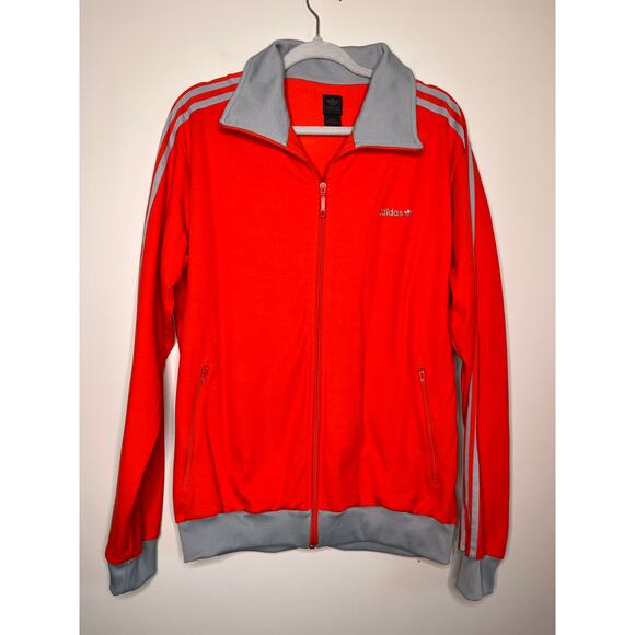 2000s Y2K Adidas Red Orange Streetwear Spellout Trefoil Logo Track Jacket XL - Picture 1 of 5